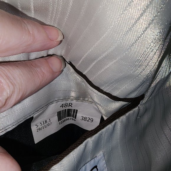 Men's Stephen Geoffrey 100% Worsted Wool Brown Striped Blazer Tux Jacket 48R - Picture 6 of 8